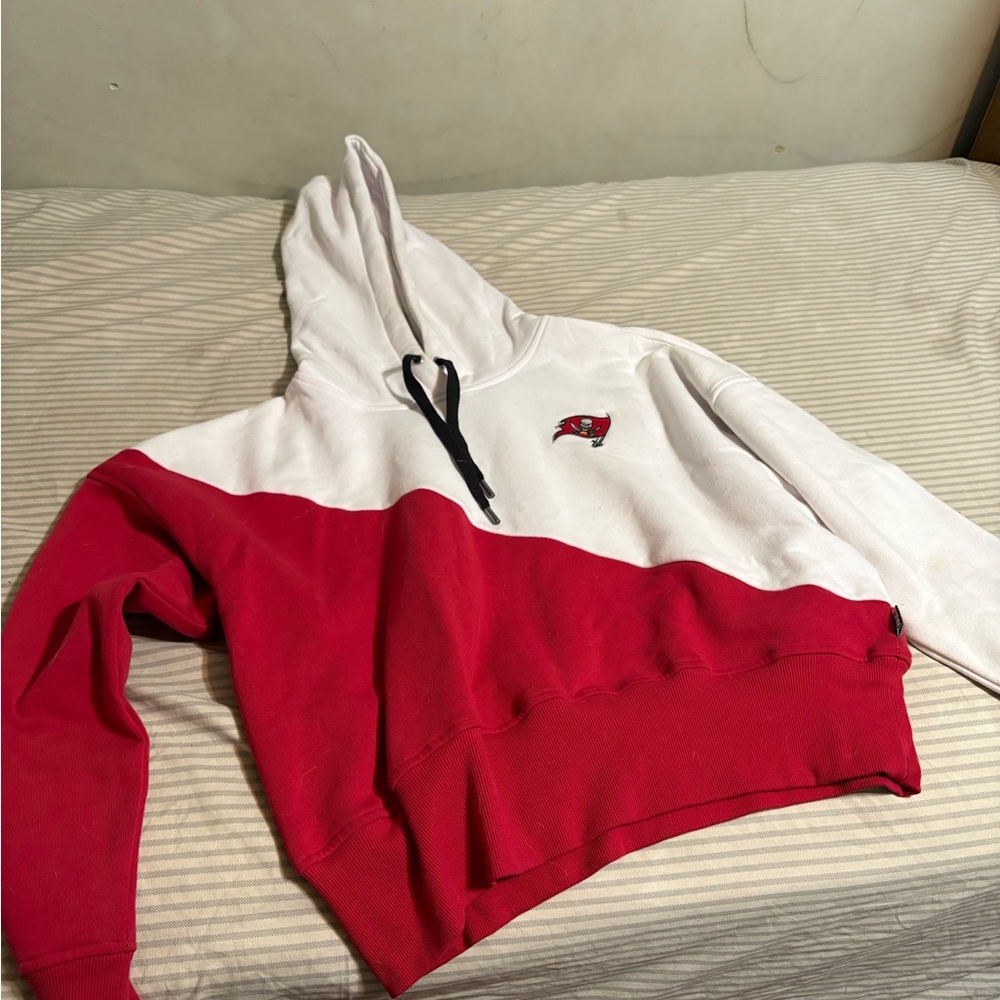 DKNY Red and White Hoodie with Logo